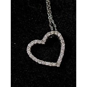 Ross Simons Sterling Silver 925 CZ Open‎ Heart Necklace 20 inch